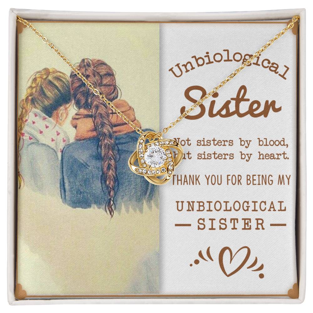 To My Unbiological Sister, Sisters By Heart -Love Knot Necklace