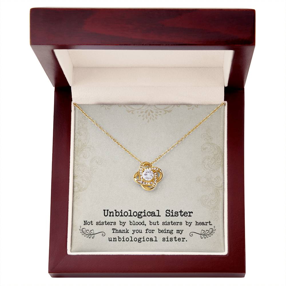 To My Unbiological Sister, Sister By Heart -Love Knot Necklace