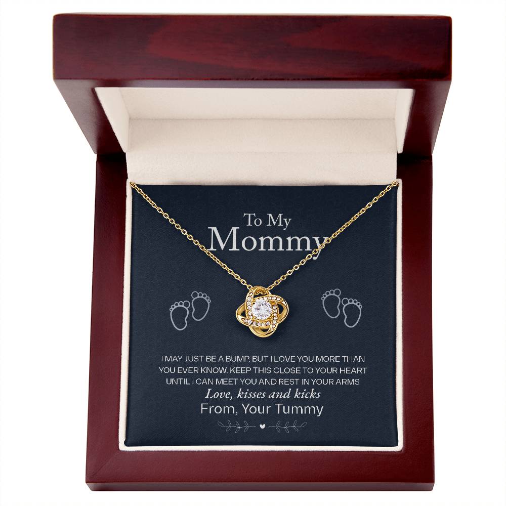 To My Mommy, Love From Your Tummy -Love Knot Necklace